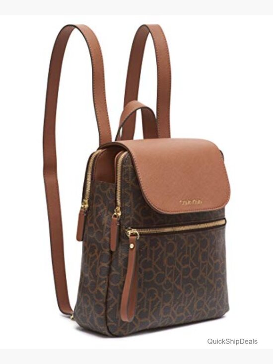Vegan Leather Flap Backpack with Anti-Theft Pocket